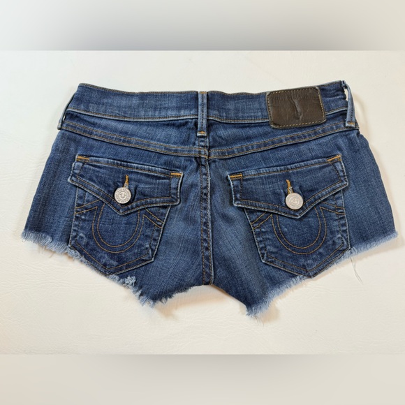 True Religion Joey cutoff denim Shorts blue size 24 women’s (bin AA) - Picture 1 of 8